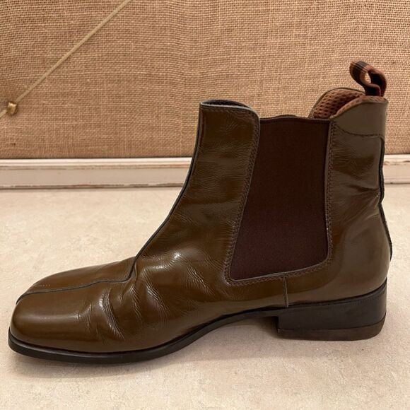 MIU MIU by Prada - Brown Patent Chelsea Leather Boots, Size 7 main image 12